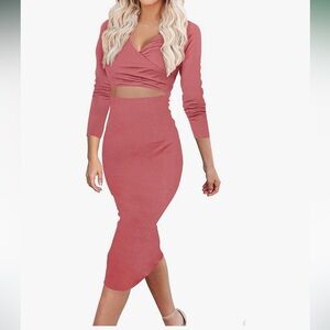 BOGO. 1Pink 1Blue Women's Midi Cut-Out Dress